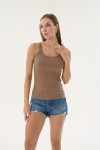 16155 KADIN FİTİLLİ İNCE ASKILI T-SHIRT-VİZON (KİNDER)