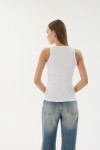 16156 KADIN FİTİLLİ KAPALI YAKA T-SHIRT-BEYAZ