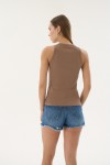 16156 KADIN FİTİLLİ KAPALI YAKA T-SHIRT-VİZON (KİNDER)