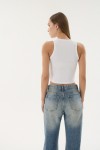 16154 KADIN FİTİLLİ CROP-BEYAZ