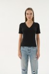 16280 MODAL BAYAN V YAKA T-SHIRT-SİYAH