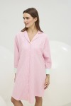 16854 KADIN GÖMLEK ELBİSE-PEMBE ÇİZGİLİ 2068