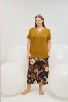 16757 KADIN BIG SIZE KISA PİJAMA TAKIM-YAĞ YEŞİLİ