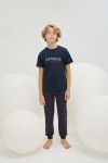8800 Erkek Çocuk Baskılı Pijama Takım-LACİVERT