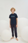 8800 Erkek Çocuk Baskılı Pijama Takım-LACİVERT