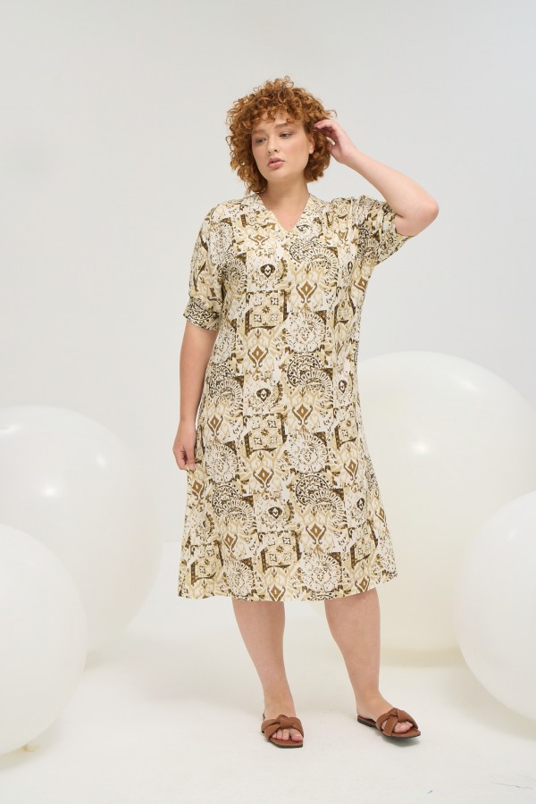 21319 Kadın Oversize Midi Boy Elbise-BATİK DESEN 2904