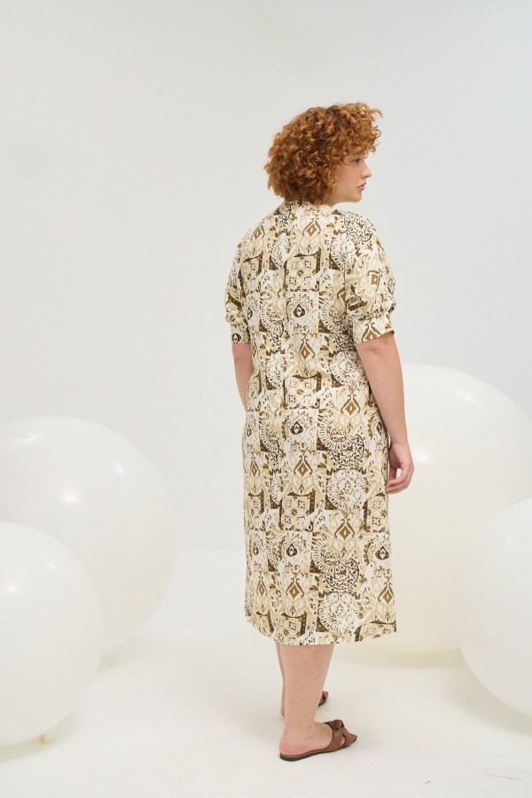 21319 Kadın Oversize Midi Boy Elbise-BATİK DESEN 2904