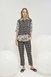 21270 Kadın Düğmeli Pantalon Takım-SİYAH LEOPAR 28908 / 2823