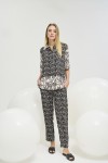 21270 Kadın Düğmeli Pantalon Takım-SİYAH LEOPAR 28908 / 2823