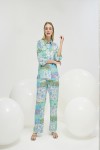21253 Kadın Desenli Gömlek Pantalon Takım-DESENLİ 27980-02 /2813