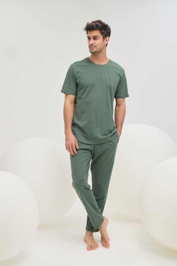 9599 Erkek Baskılı Pijama Takım-YEŞİL