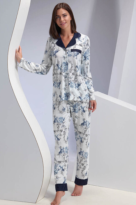 SEVİM - Kadın Düğmeli Pijama Takım (1)