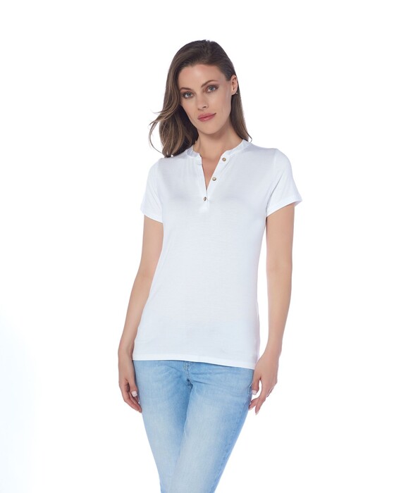 SEVİM - 12325-1 Kadın Düğmeli T-Shirt 