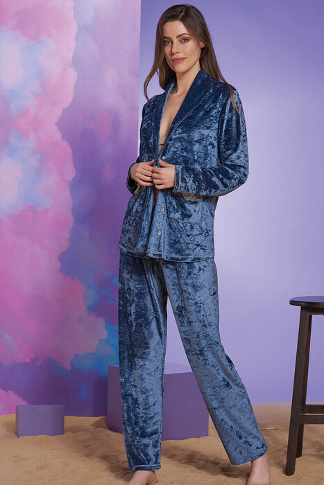 SEVİM - 12240 Kadın Kadife Pijama Takım