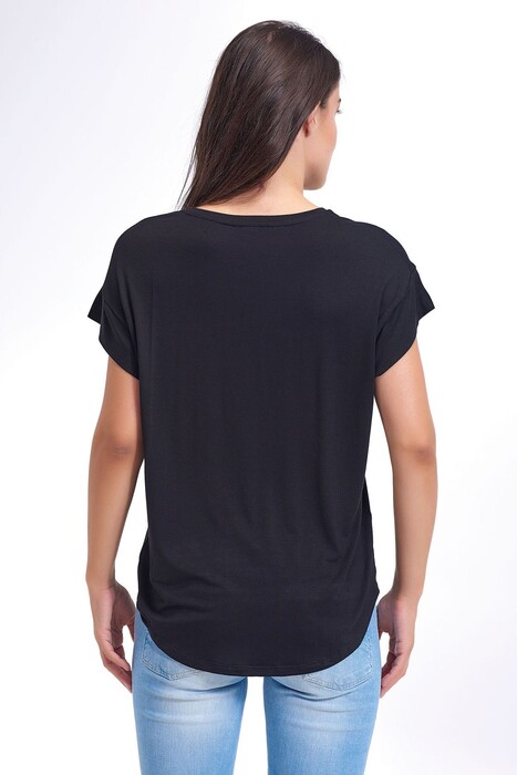 SEVİM - 12326-1 Kadın Viskon Basic T-Shirt (1)