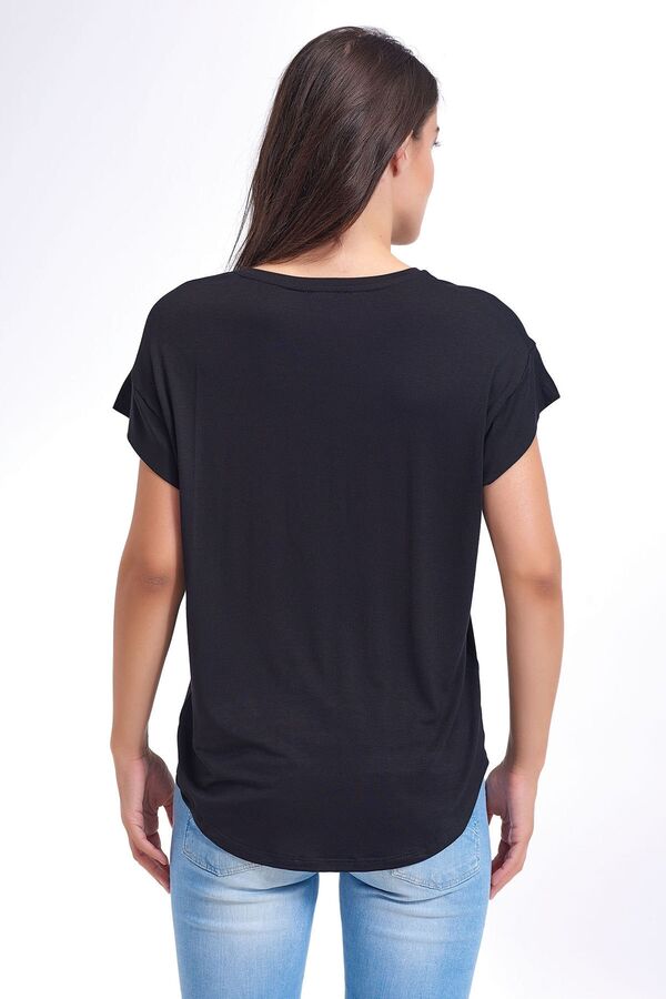 12326 Kadın Viskon Basic T-Shirt